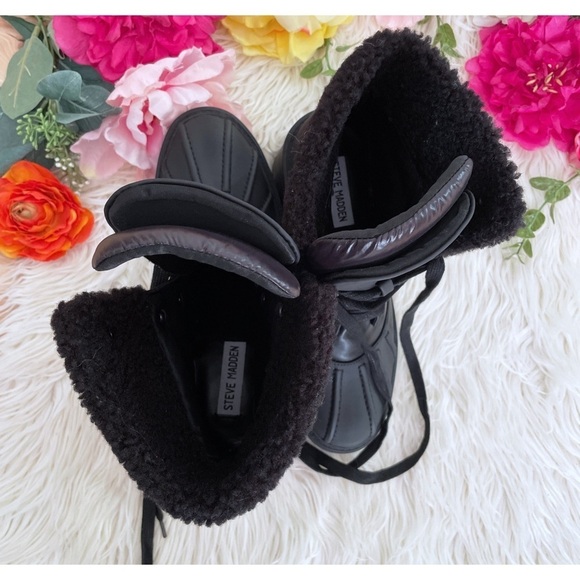 NEW Steve Madden Northern Waterproof Faux Shearling Lace Up Winter Lug Boots 8.5 - Picture 3 of 8